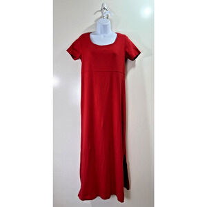 Lauren Ralph Lauren Women’s Midi T-Shirt Dress Size S Red Minimalist‎ Old Money